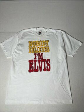 Vintage 90s Elvis Presley Nobody Believes I’m Elvis Single Stitch T Shirt X-IT